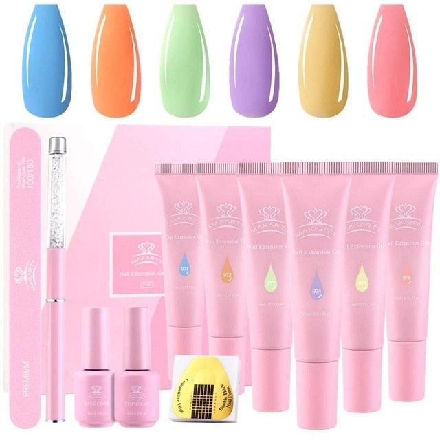 Poly Nail Building Gel Kit - Quick Poly Nail Extension Gel Clear Pink Nail Enhancement Builder Gel All-in-one French Nails(N1)(1U85)(F85)