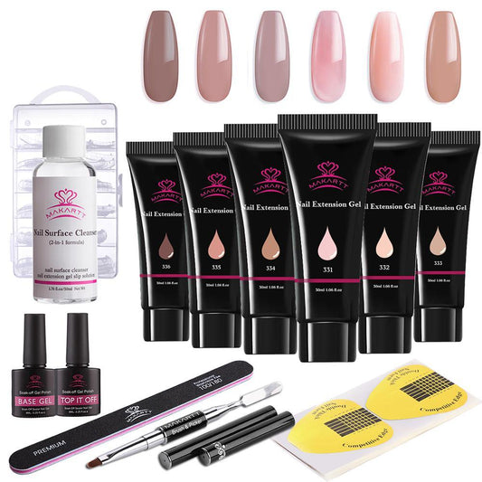 Poly Nail Extension Gel Kit Nude Color Builder Gel Nail Thickening Solution Equipment All-in-One Kit for Starter (N1)(1U85)