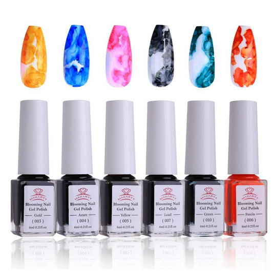 Watercolor Ink Blooming Nail Polish Magic Blossom Polish Manicuring Kit Work with Transparent Marble Pattern (N1)(1U85)