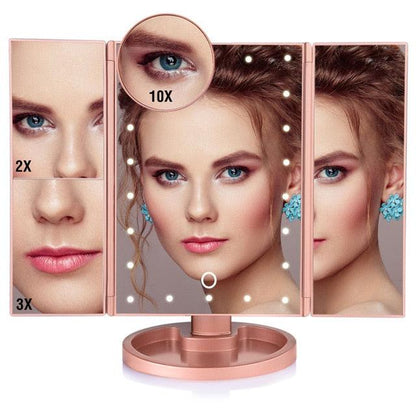 Makeup Mirror LED Touch Screen 22 Light Table Desktop Makeup Magnifying Mirrors (M5)(1U86)
