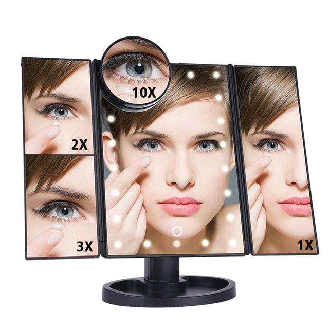Makeup Mirror LED Touch Screen 22 Light Table Desktop Makeup Magnifying Mirrors (M5)(1U86)