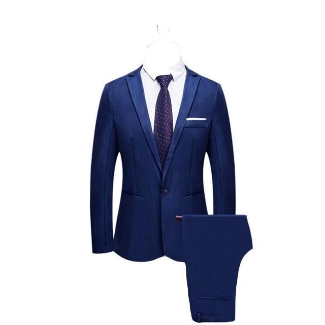 Men's Suit Set - Slim Fit One Button Blazer Suit - Pure Color Host Show Jacket Coat Pants Set (3U10)(3U11)