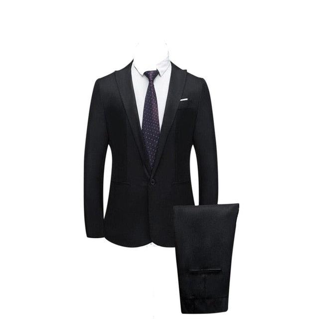 Men's Suit Set - Slim Fit One Button Blazer Suit - Pure Color Host Show Jacket Coat Pants Set (3U10)(3U11)