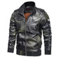 Men's Leather Jacket - Motorcycle PU Leather Stand Collar Casual Windbreaker Slim Coat (TM3)