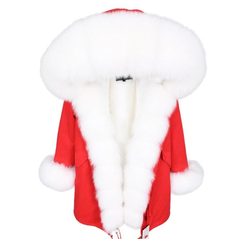 Natural Real Fox Fur Hooded Jacket - Woman Winter Warm Coat (TB8A)(TB8B)