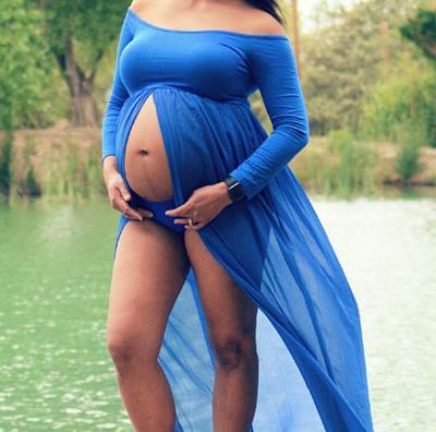 Maternity Dresses For Photo Shoot - Chiffon Pregnancy Dress - Photography Props Maxi Gown (Z6)(Z8)