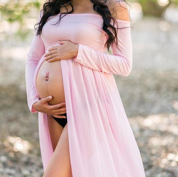 Maternity Dresses For Photo Shoot - Chiffon Pregnancy Dress - Photography Props Maxi Gown (Z6)(Z8)