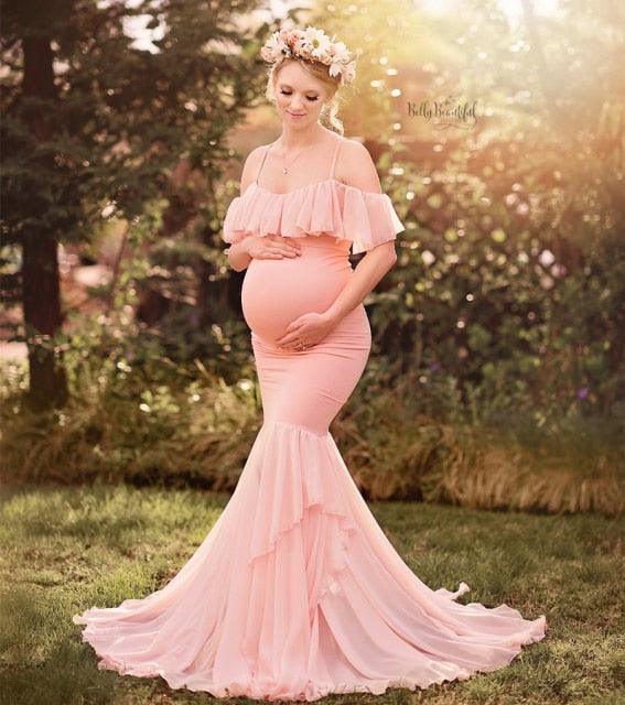 Beautiful Mermaid Maternity Dresses - Photo Shoot Women Pregnancy Dress - Sexy Off Shoulder Maxi Dress (Z6)(Z8)(1Z1)(2Z1)(3Z1)(7Z1)