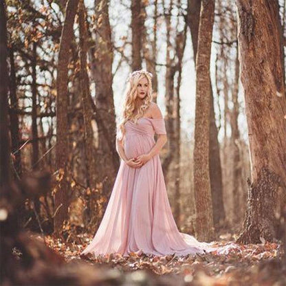Summer Maternity Chiffon Dress - Long Train Maternity Photography Long Dresses - Stretchy Cotton Chiffon Pregnancy Dress (Z6)(Z8)(2Z1)(7Z1)