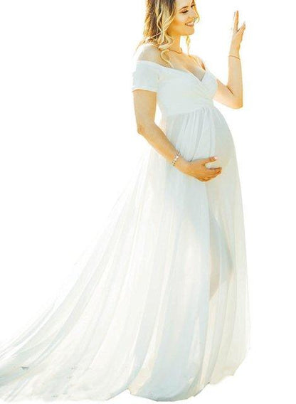 Summer Maternity Chiffon Dress - Long Train Maternity Photography Long Deals DejaVu Summer Maternity Chiffon Dress - Long Train Maternity Photography Long Deals DejaVu
