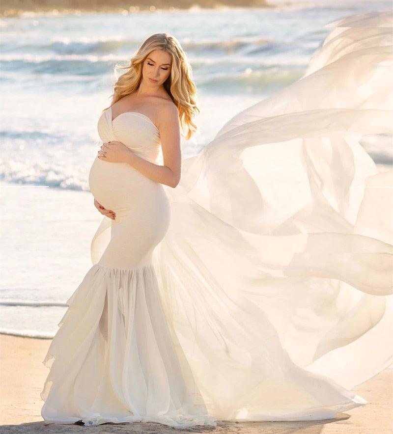Gorgeous Maternity Photography Props Long Dress - With Cape - Baby Shower Jersey Dress- Long Train Stretchy (F5)(Z6)(Z8)(1Z1)(2Z1)(3Z1)(4Z1)(7Z1)