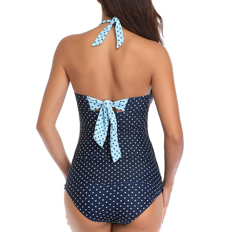 Great Maternity Swimwear - S-5XL Maternity Tube Top Women Dot Print Bikinis Swimsuit - Beachwear Pregnant Suit Neck Straps & Back Straps (Z5)