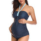 Great Maternity Swimwear - S-5XL Maternity Tube Top Women Dot Print Bikinis Swimsuit - Beachwear Pregnant Suit Neck Straps & Back Straps (Z5)