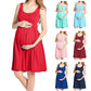 Maternity Vest Dresses - Maternity Solid Color Formal Dress - Casual O-Neck Dresse (F5)(Z7)(Z9)(1Z1)(7Z1)