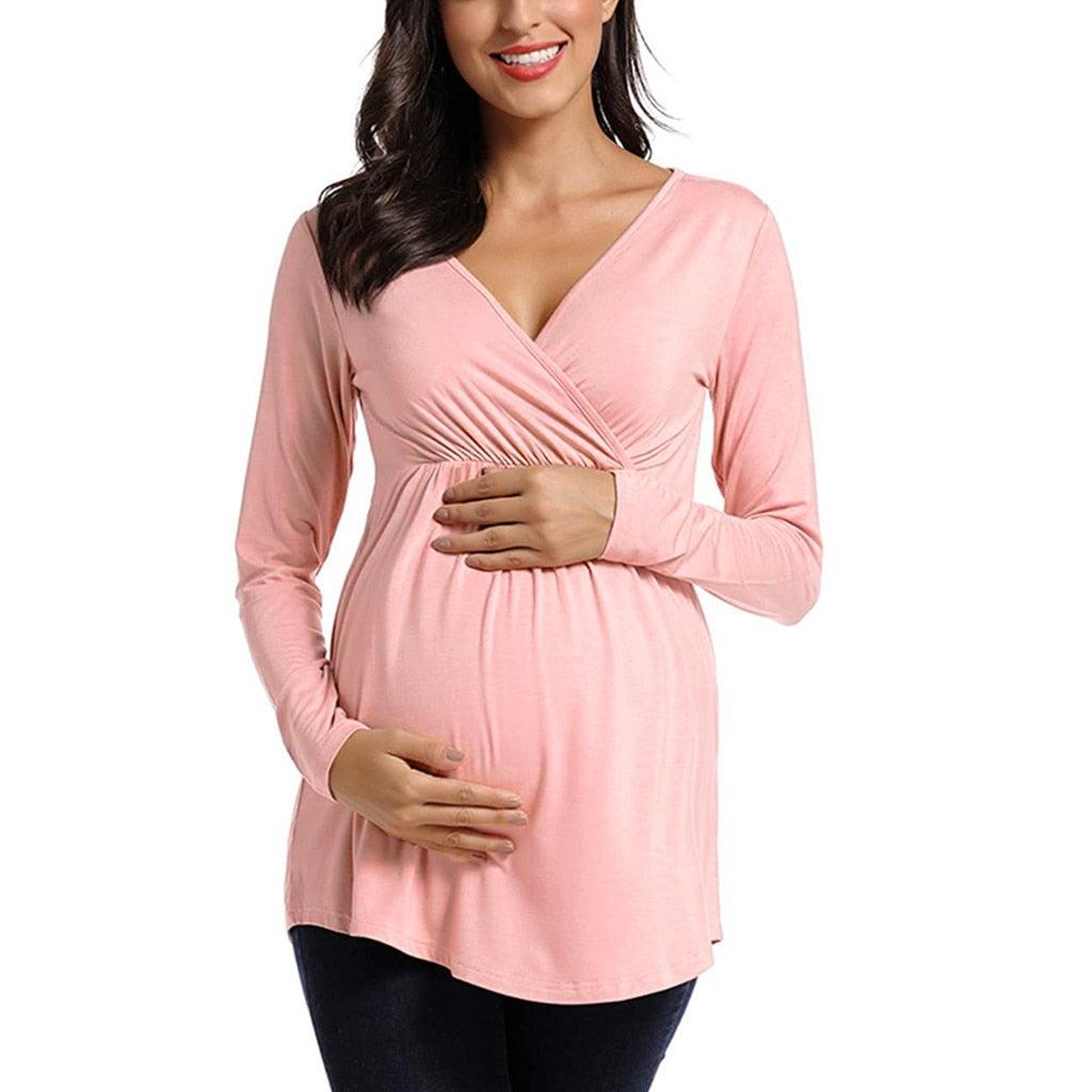 Hot Maternity Women Breastfeeding Blouse Tops - Long Sleeve Solid Nursing Shirt - MaternityPregnancy Blouses (D4)(Z1)