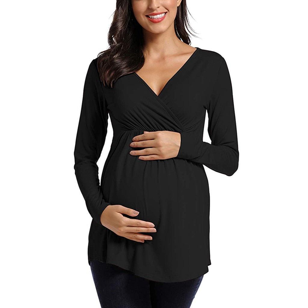 Hot Maternity Women Breastfeeding Blouse Tops - Long Sleeve Solid Nursing Shirt - MaternityPregnancy Blouses (D4)(Z1)