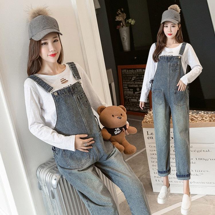 Maternity Women Jeans - Jumpsuits Casual Rompers - Adjustable Waist Bib Pants - Pregnancy Belly Care -Loose Ankle Length Trousers(Z3)