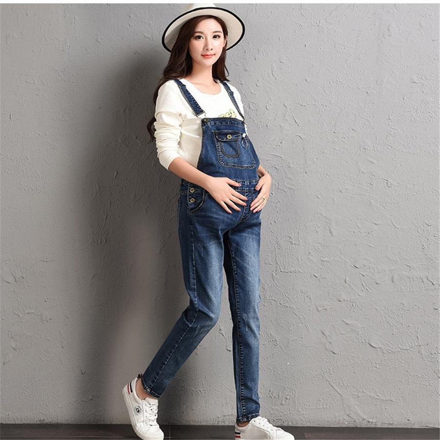 Great Maternity Women Jumpsuits - Casual Rompers Jeans - Adjustable Waist - Pregnancy Belly Care Slim Leg Trousers (Z3)(F4)