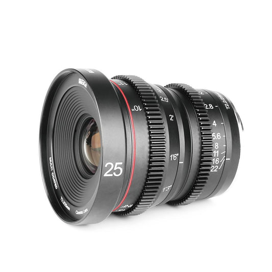 25mm T2.2 Large Aperture Manual Focus Prime Low Distortion Cine Lens for Olympus Panasonic M4/3 / for Fujifilm X Mount (MC3)(1U54)