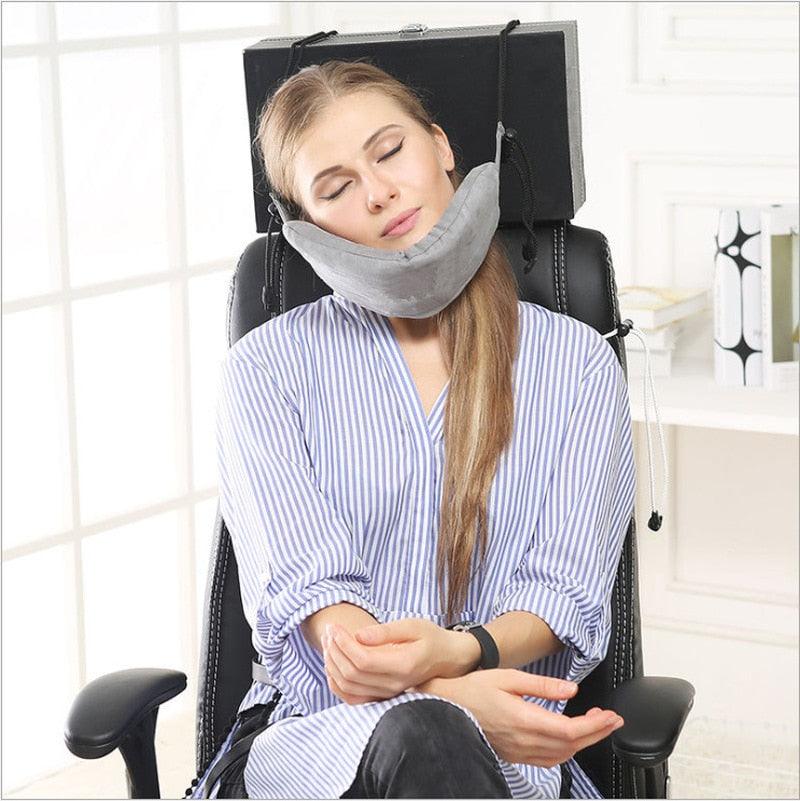 Memory Foam Travel Pillow - Airplane Inflatable Neck Pillow Travel Accessories (D79)(6LT1)