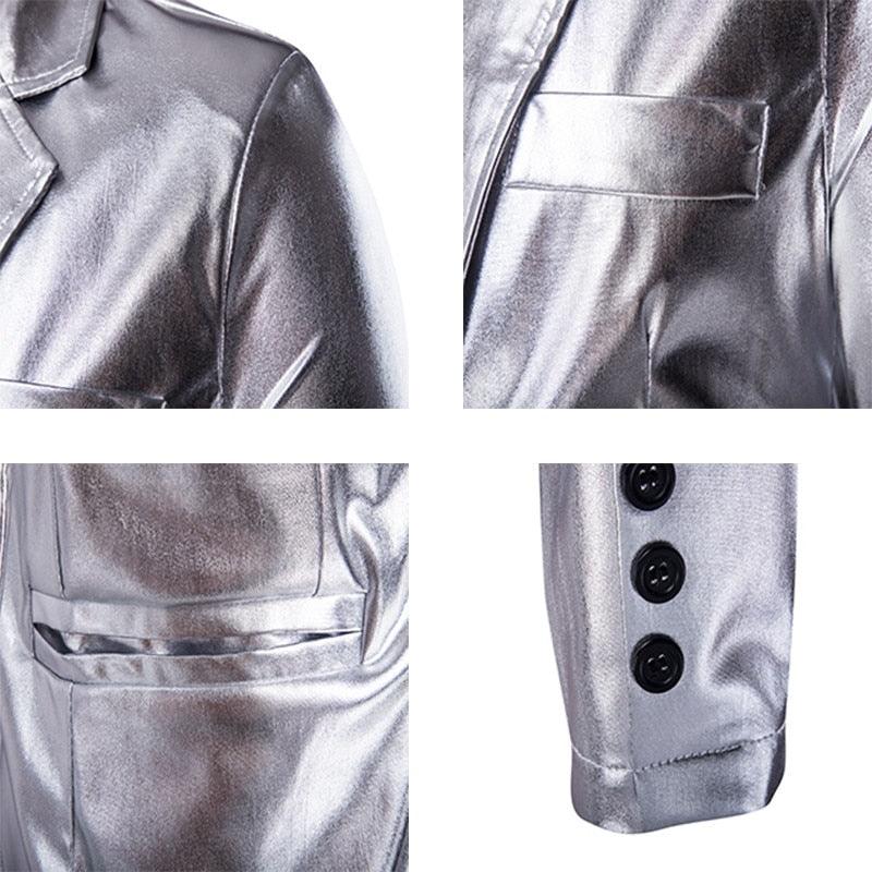 Men 2 Pieces Set - Trouser Plus Size Male Party Costumes Clothing Silver Suits (2U10)(2U11)