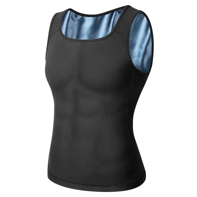Great Men Body Shaper - Waist Trainer Sweat Vest Compression Shirt - Weight Loss Slimming Workout Tank Tops (FHM1)