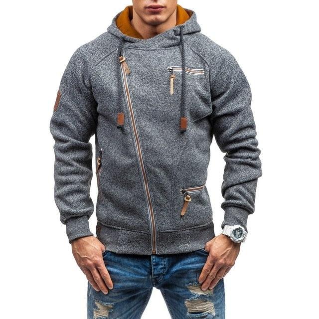Amazing Men Casual Solid Hoodies - Fashion Plus Size Zipper Hooded Sweatshirt (D100)(TM5)
