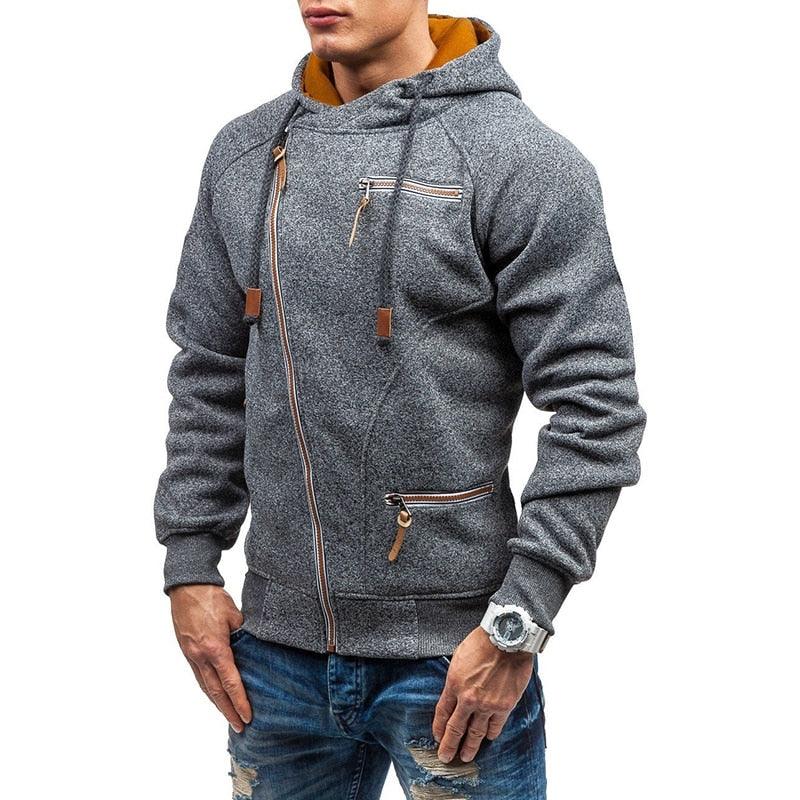 Amazing Men Casual Solid Hoodies - Fashion Plus Size Zipper Hooded Sweatshirt (D100)(TM5)