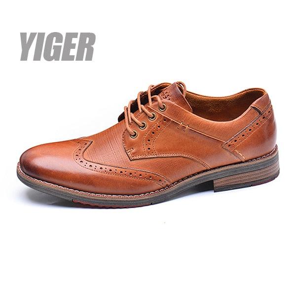 Men's Dress Shoes - Men's Brogue Vintage Carved Genuine Leather Lace up Shoes (D14)(MSF2)(MSF4)