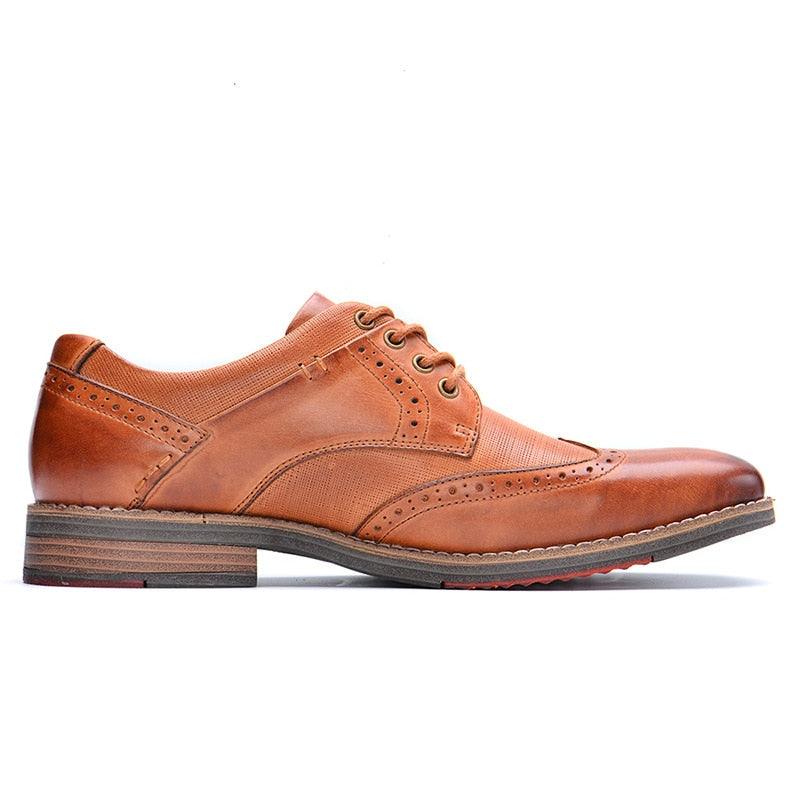 Men's Dress Shoes - Men's Brogue Vintage Carved Genuine Leather Lace up Shoes (D14)(MSF2)(MSF4)