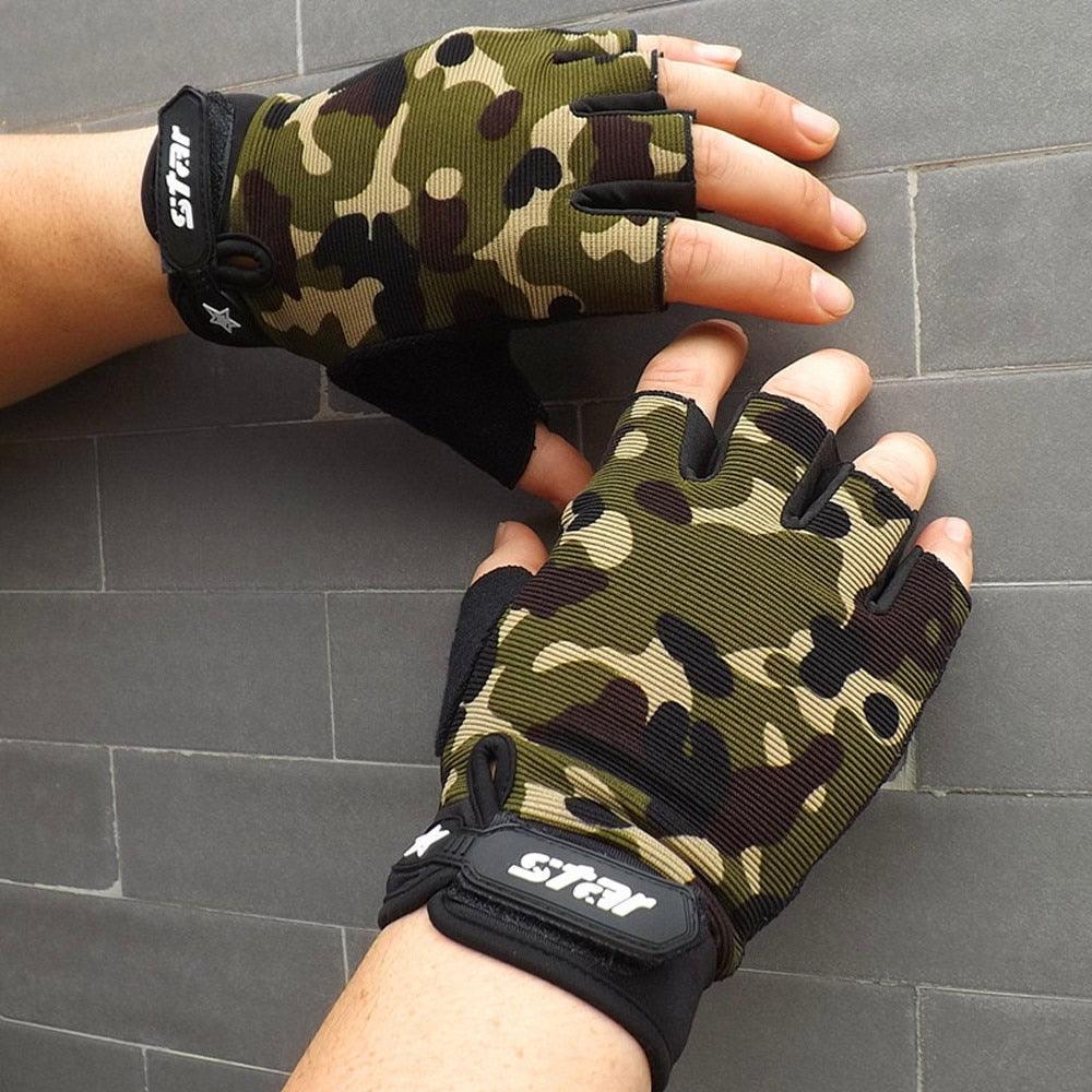 Fashion Gloves - Cycling Bike Fitness Sports Half Finger Gloves (3U87)