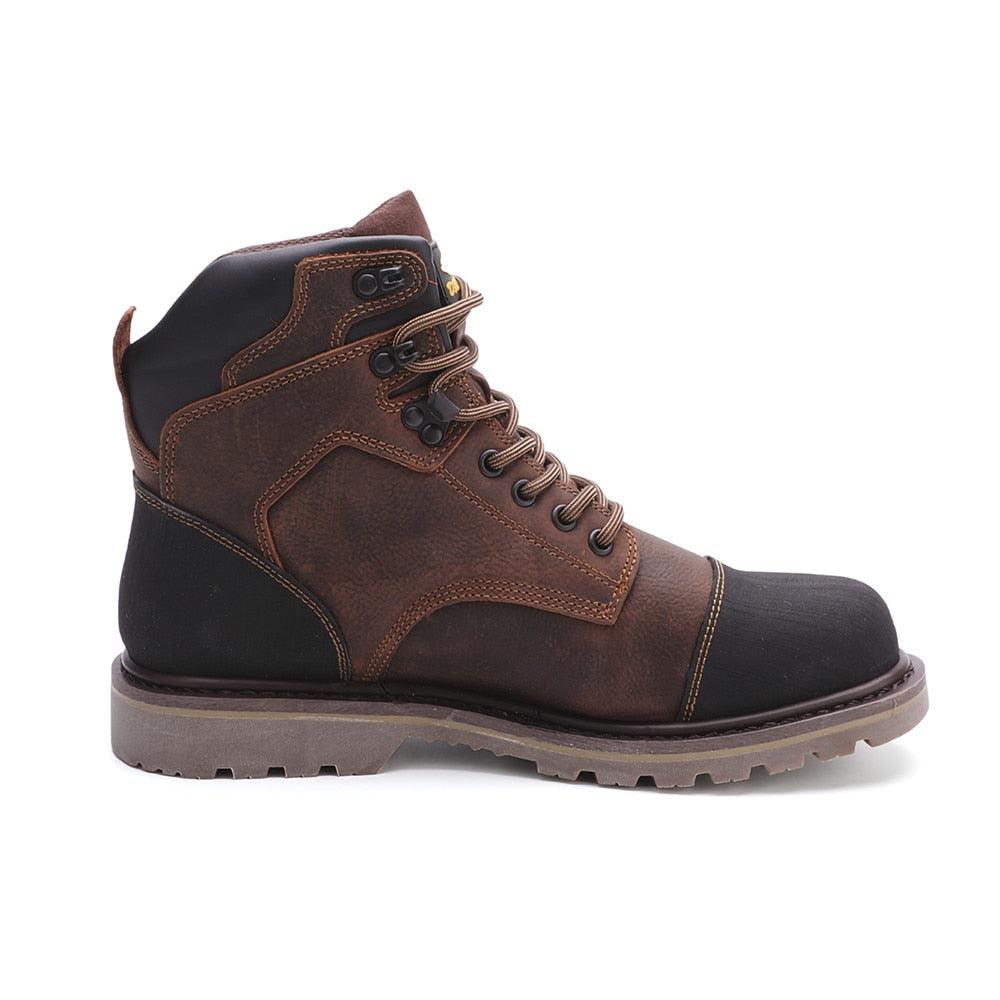 Men Genuine Leather Motorcycle Boots - Stylish Mid Top Hiking Classic Outdoor Shoes (1U13)(1U16)