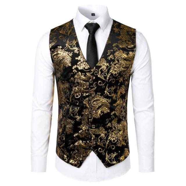 mens casual dress vest Trending Men's Suit Sleeveless Slim Fit Paisley Floral Dress Vests (T3 – Deals DejaVu