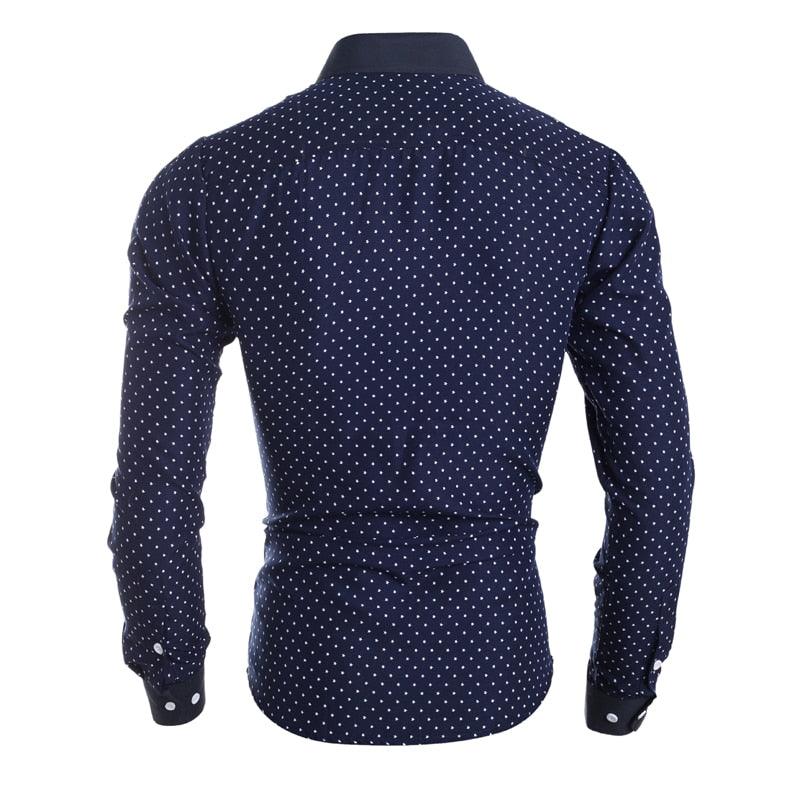 Men's Long Sleeve Star Printing Shirt - Slim Fit Casual Turn Down Collar Shirt (1U8)