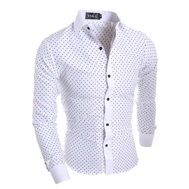 Men's Long Sleeve Star Printing Shirt - Slim Fit Casual Turn Down Collar Shirt (1U8)