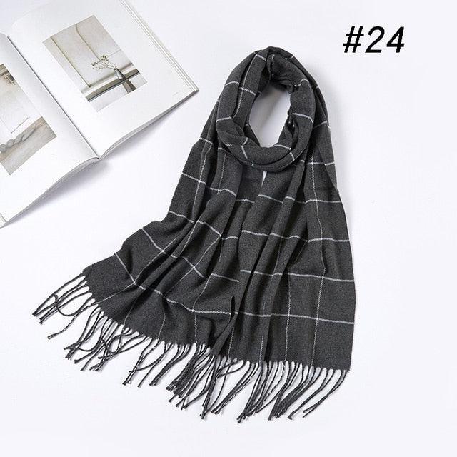 Men Plaid Check Warm Unisex Small Size 180*30cm Brand Designer Winter Cashmere Scarves (MA7)