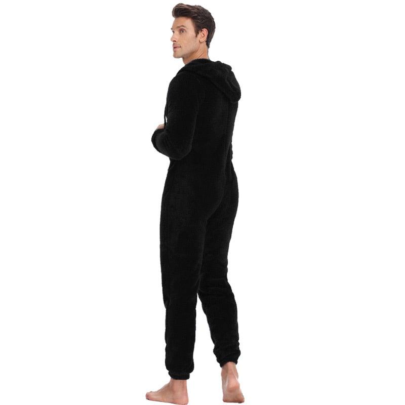 Men Plush Teddy Fleece Pajamas - Winter Warm Overall Suits - Plus Size Sleepwear (TG7)(F9)