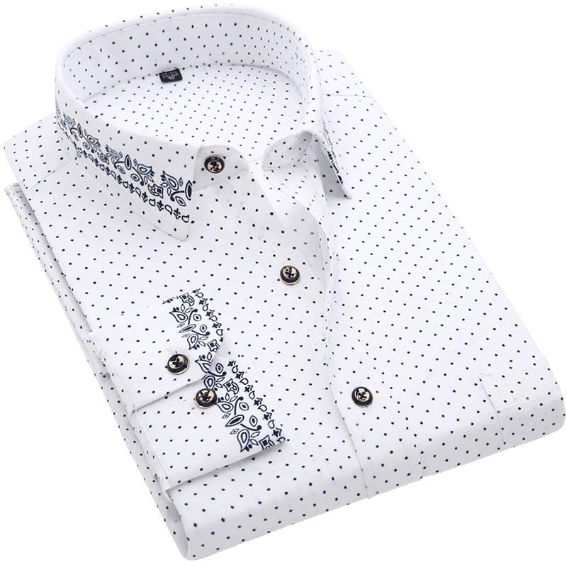 Great Men Shirt Long Sleeve Floral Printing Plaid Fashion Pocket Casual Shirts - 100% Polyester Soft Comfortable (TM1)(T2G)