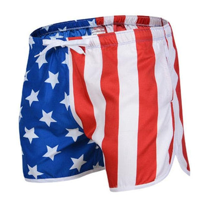 Men Swimwear American Flag Pattern Beachwear Elastic Swimsuit (TG5)(F9)