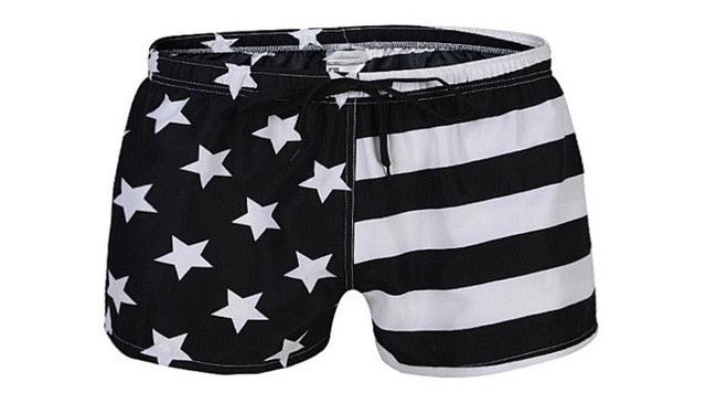 Men Swimwear American Flag Pattern Beachwear Elastic Swimsuit (TG5)(F9)