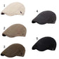 Men Vintage Golf Caps - Baker Peaked Hat - Linen Cotton Retro Outdoors Golf Beret Flat Cap (2U102)