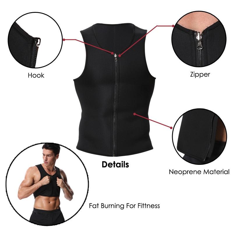Men Waist Trainer Vest for Weight loss Neoprene Corset Body Shaper Zipper Sauna Tank Top Workout Shirt Black Plus Size S-4XL (FHM1)(1U101)(1U9)(F101)