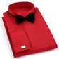 Men Wedding Tuxedo Long Sleeve Dress Shirts - French cufflinks Swallowtail Fold Dark Button Shirt (TM1)(T2G)(F10)(F8)