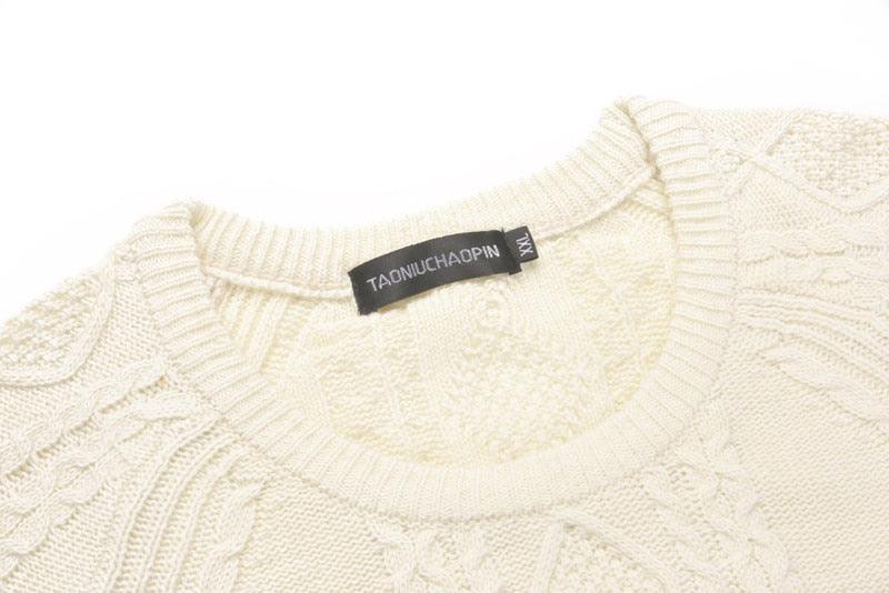 Men Winter Sweater - Knitting Pullover Men's Patchwork O-neck Sweater - Casual Loose Knitted Pullovers (2U100)