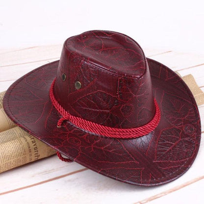 Men's Pu Leather American Wind Big Western Cowboy Hat (MA3)(F102)