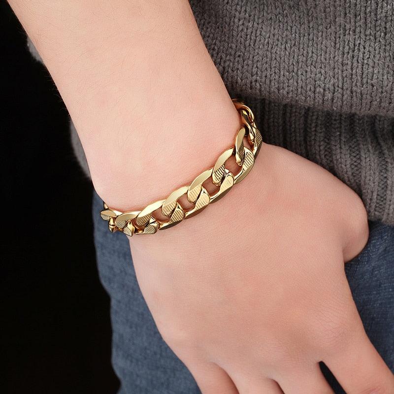 Dubai Jewelry Style Sets - Gold Color Stainless Steel Necklace Bracelet Set (D83)(MJ4)