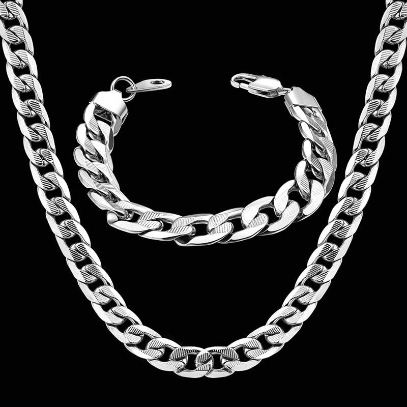 Dubai Jewelry Style Sets - Gold Color Stainless Steel Necklace Bracelet Set (D83)(MJ4)