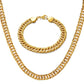 Jewelry Set - Stainless Steel Gold Bracelet Necklace Set - Curb Cuban Link Chain (MJ4)