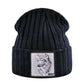 Men's Beanie With Wolf Patch - Autumn Knitted Winter Soft Knit Bonnet Beanies (MA8)