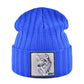 Men's Beanie With Wolf Patch - Autumn Knitted Winter Soft Knit Bonnet Beanies (MA8)